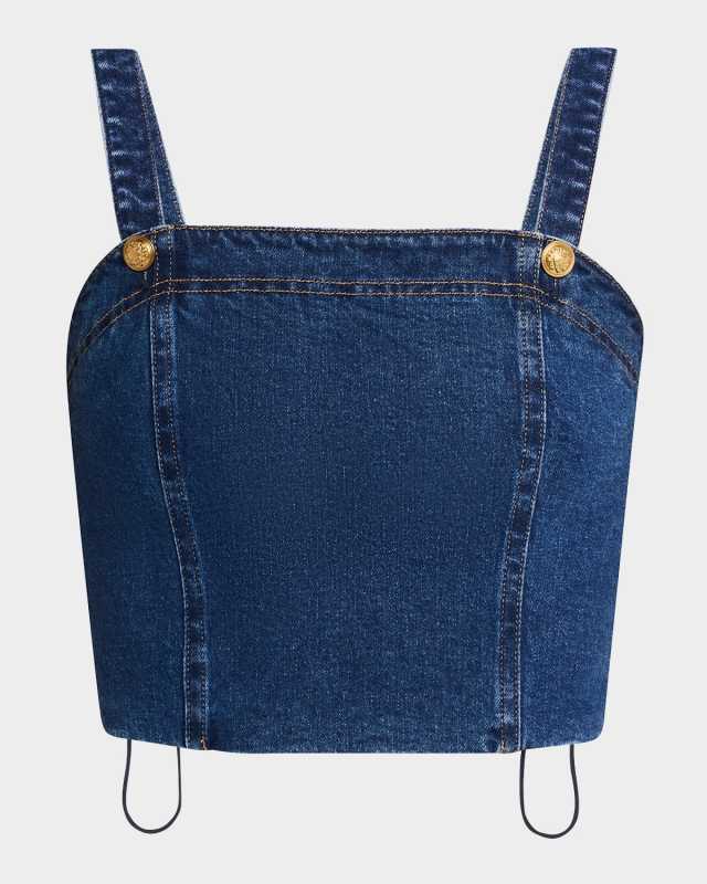 Sue Denim Bustier Cropped Top